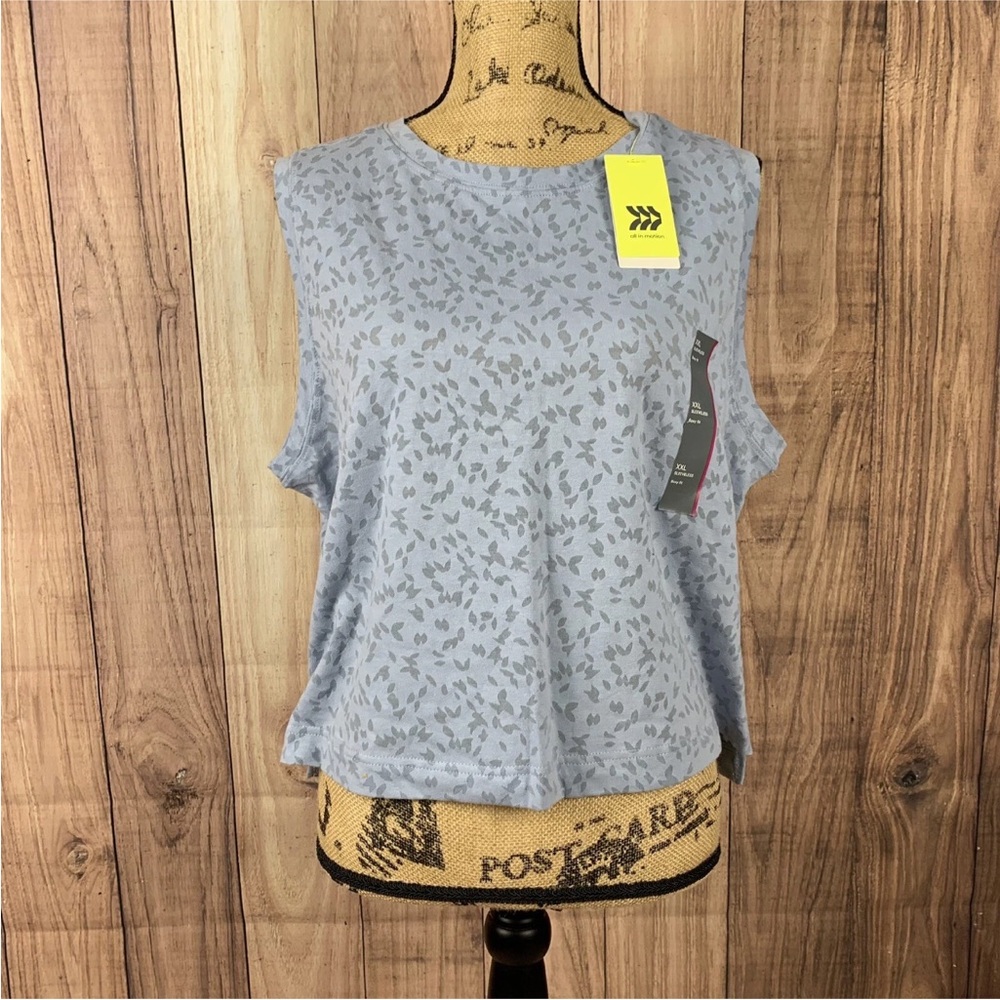 All in Motion Women's size XXL boxy fit Cropped Active Tank Top Blue